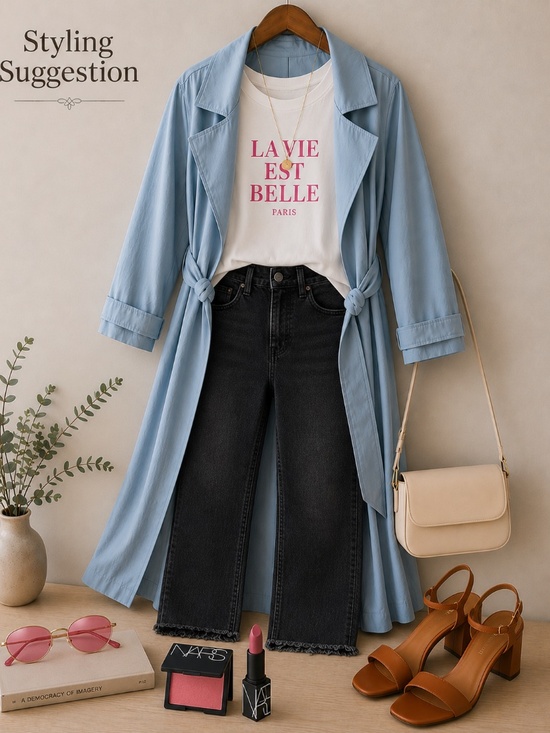 Banana Republic Jackets & Blazers - Banana Republic Light Blue Belted Trench Coat Classic Spring Jacket XL